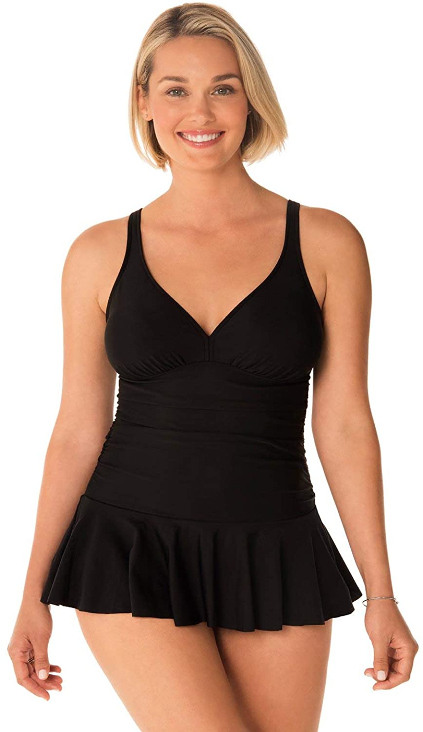 Penbrooke Swim Plus Size Solid Swimdress One Piece