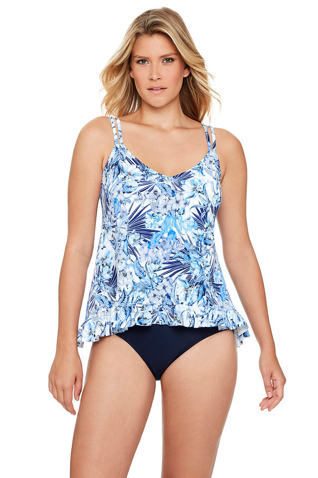 Penbrooke Swim Royal Affair Princess Seam Ruffle Tankini Top