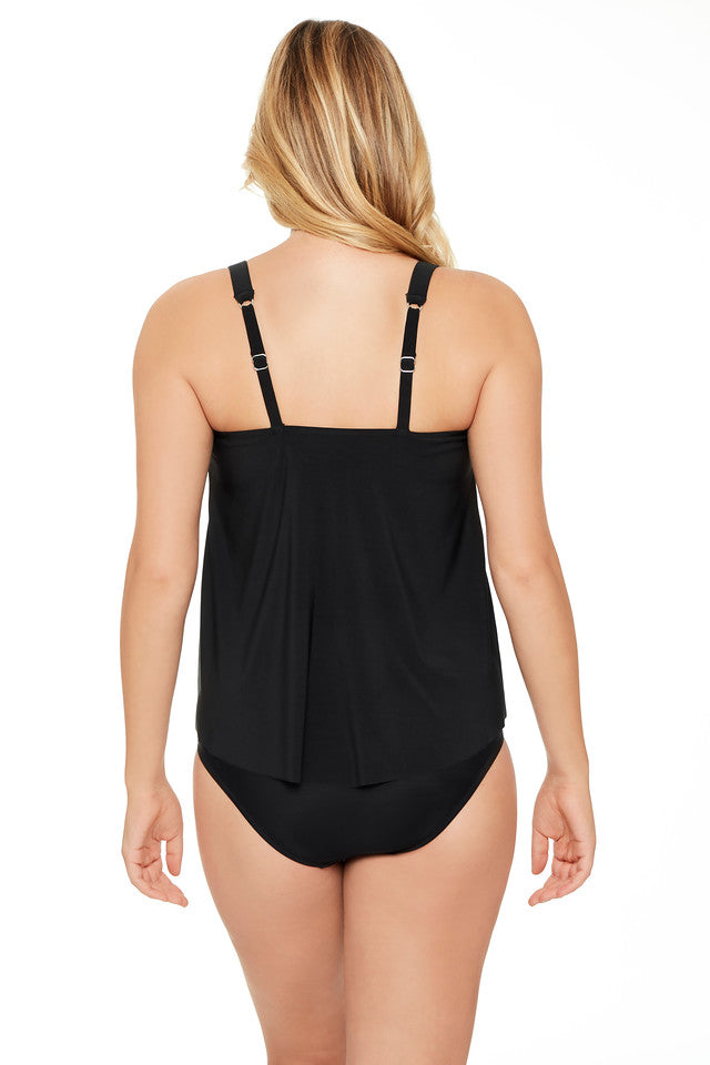 Penbrooke Swim Bring Sexy Black Pleated Bodice Tankini Top