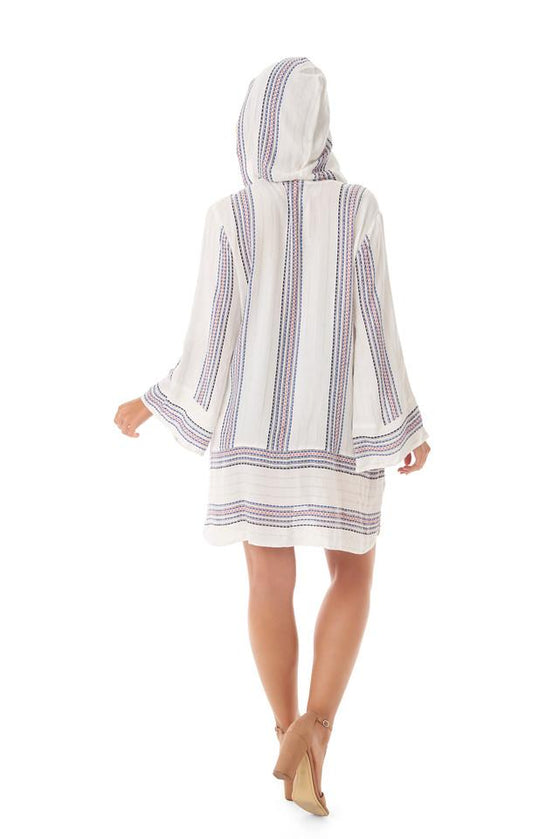 Take Cover by Penbrooke White V-Neck Hooded Tunic Cover Up
