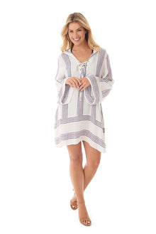  Take Cover by Penbrooke White V-Neck Hooded Tunic Cover Up