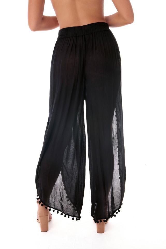 Take Cover by Penbrooke Black Pull On Split Leg Pant Cover Up