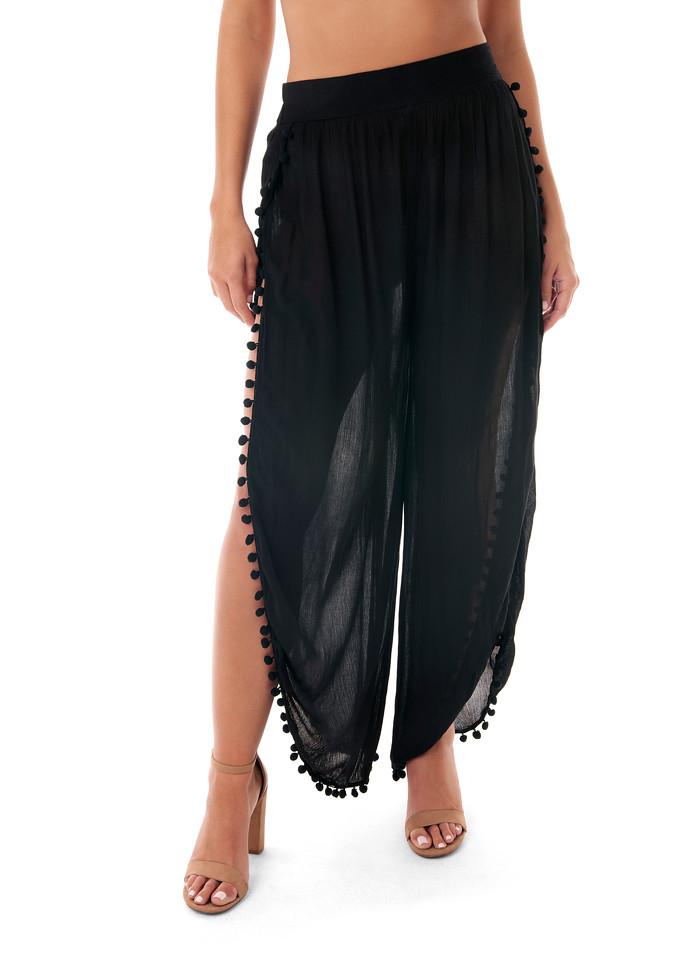 Take Cover by Penbrooke Black Pull On Split Leg Pant Cover Up