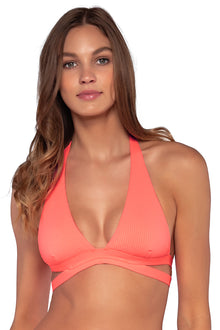  Sunsets Neon Coral Casey Halter Cup Sizes Bikini Top