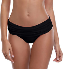  Shekini Ruched Tummy Control Bikini Bottom Black