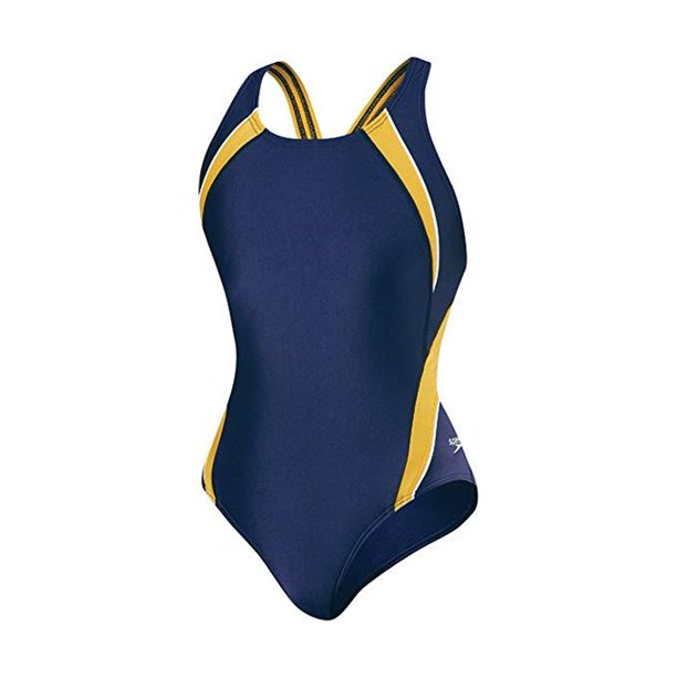 Speedo Girls' Taper Splice Pulse Back One Piece Gold