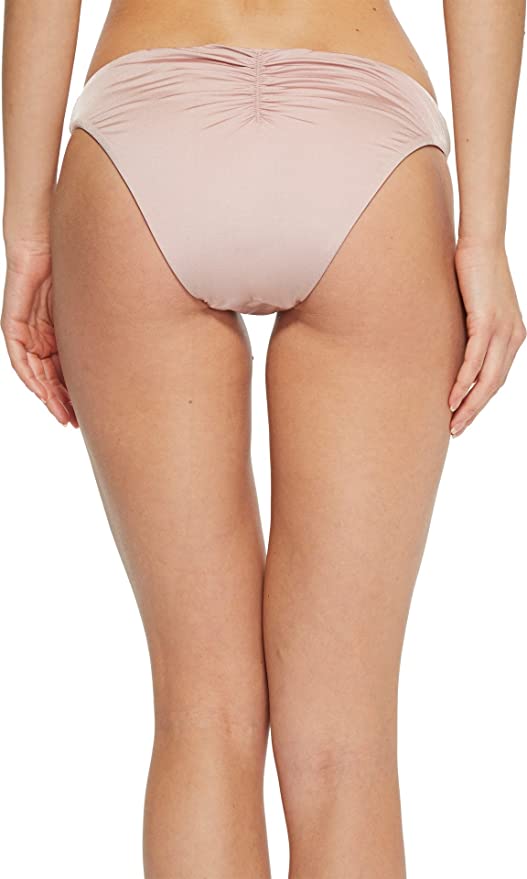 The Bikini Lab Solid Basic Cinched-Back Hipster Bikini Bottom Blush