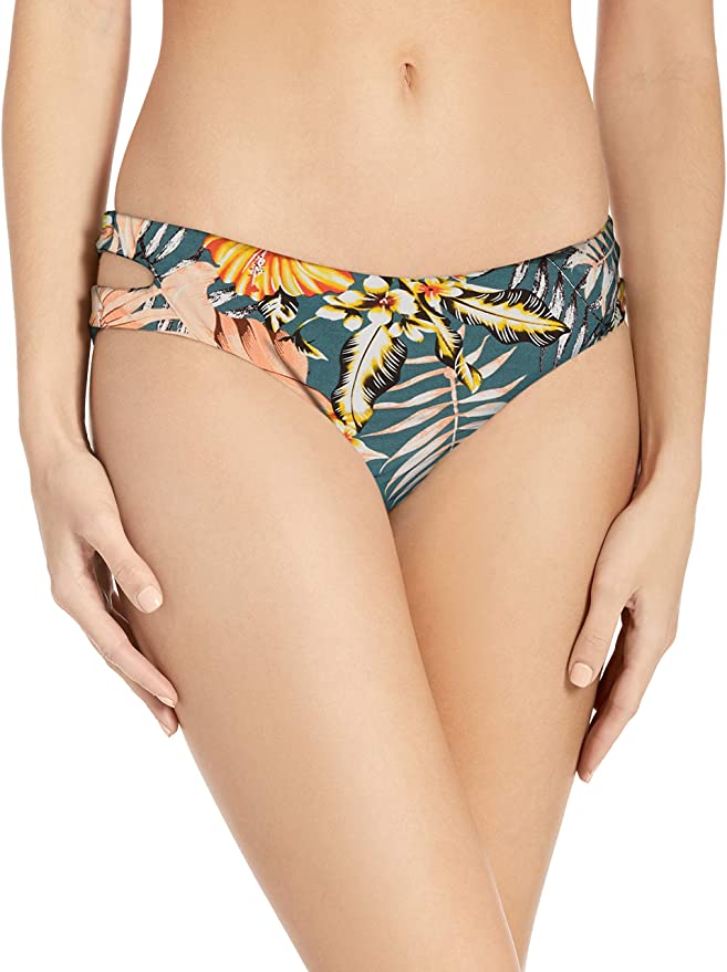 The Bikini Lab Dark Teal Tropical Cutout Hipster Bikini Bottom