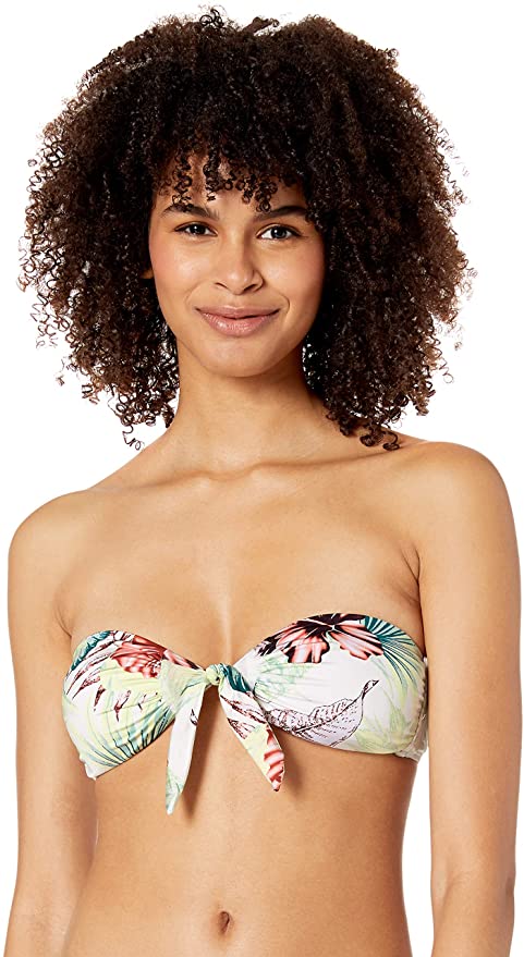 The Bikini Lab White Tropical Hipster Bandeau Bikini Top