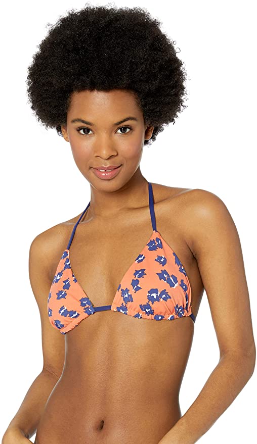 The Bikini Lab Orange Reversible Triangle Halter Hipster Bikini Top