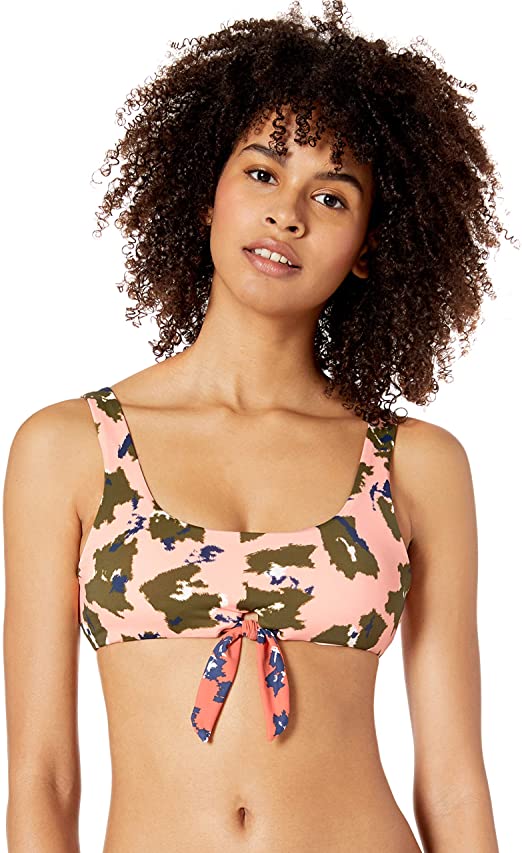 The Bikini Lab Orange Cropped Tie Front Bikini Top