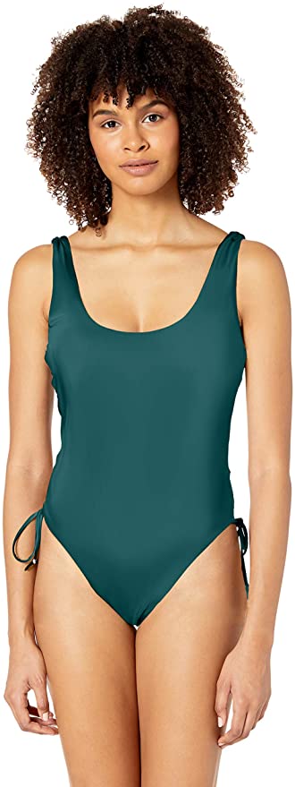 
                      
                        The Bikini Lab Dark Teal Lace Up Adjustable Side Tie High Leg One Piece
                      
                    