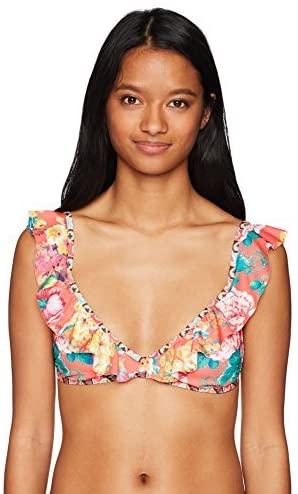 Hobie Swim Petal Pusher Triangle Bra Hot Coral Bikini Top