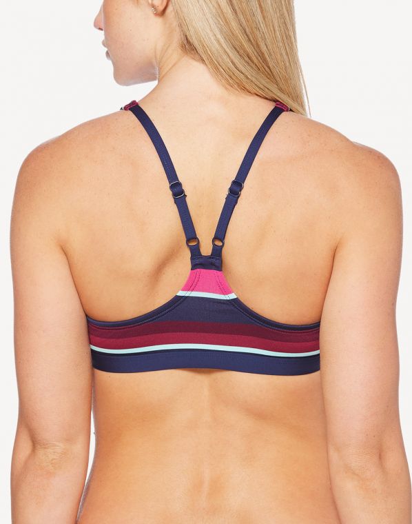 Jag Swim Rugby Stripe Very Berry Lace Up Bikini Top