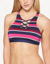 Jag Swim Rugby Stripe Very Berry Lace Up Bikini Top