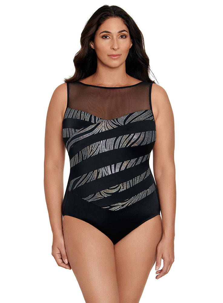 Longitude Party Animal Mesh Highneck One Piece