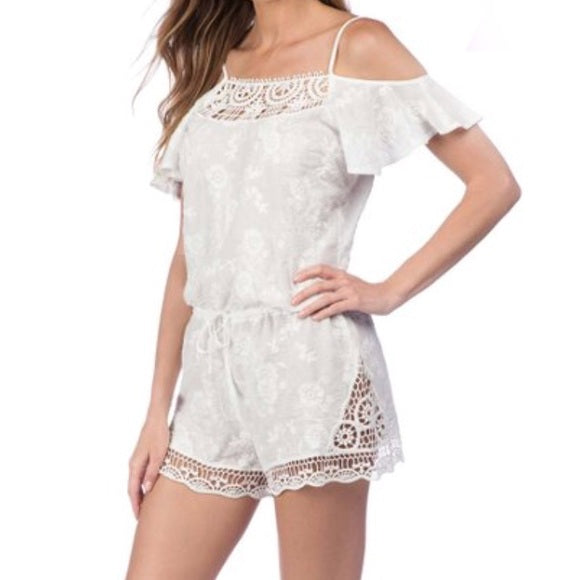 La Blanca Zen Garden Romper Cover Up White