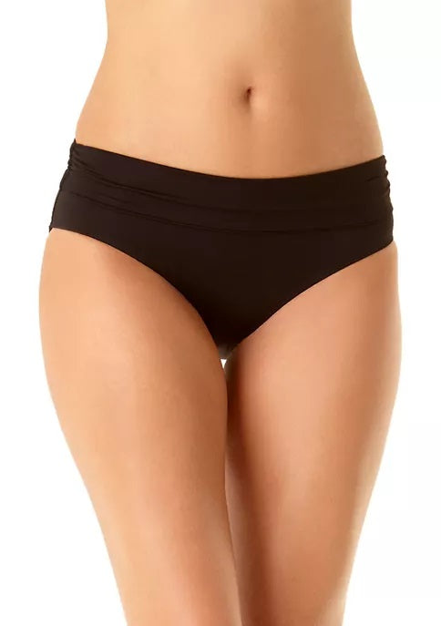 Anne Cole Live In Color Black Convertible High Waist Shirred Bottom