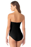 Anne Cole Live In Color Black Twist Front Shirred Bandeau One Piece