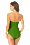 Anne Cole Live In Color Grass Green Twist Front Shirred Bandeau One Piece