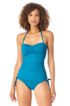 Anne Cole Live In Color Teal Twist Front Bandeaukini Swim Top
