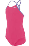 Nike Swim Girls' Polyester Cut-Out Tank One Piece Pink Prime