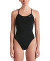 Nike Swim Women's Poly Solid Lace Up Tie Back One Piece Black