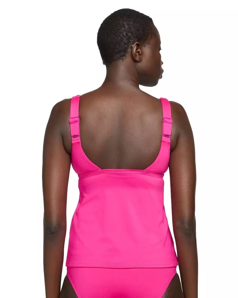 Nike Swim Women's Essential Scoop Neck Tankini Top Pink Prime