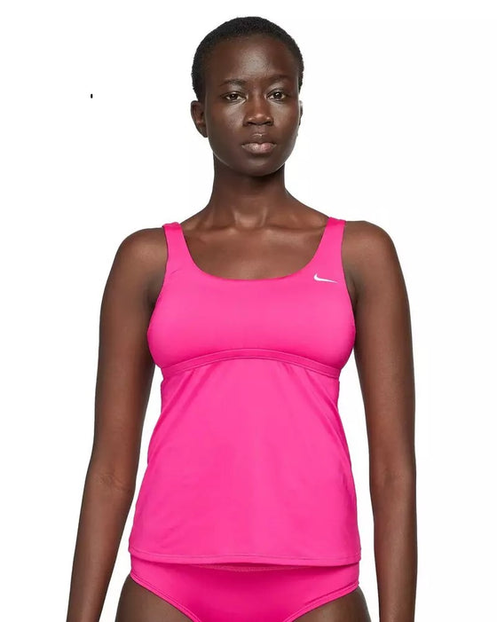 Nike Swim Women's Essential Scoop Neck Tankini Top Pink Prime