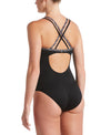 Nike Swim Women's Texture Stripe Double Crossback One Piece Black