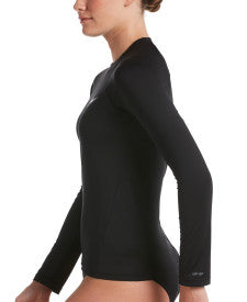 Nike Swim Women's Solid Long-Sleeve Hydroguard Swim Shirt Black