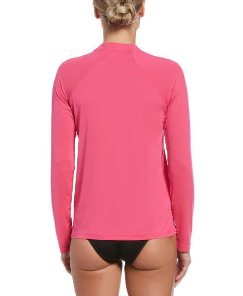 Nike Swim Women's Solid Long-Sleeve Hydroguard Swim Shirt Pink Prime