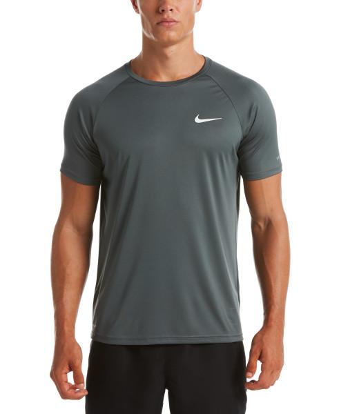 Nike Swim Men's Solid Short-Sleeve Hydroguard Swim Shirt Iron Grey