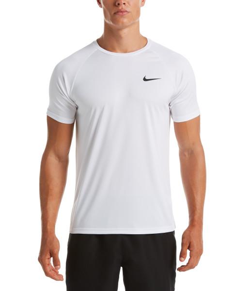 Nike Swim Men's Solid Short-Sleeve Hydroguard Swim Shirt White