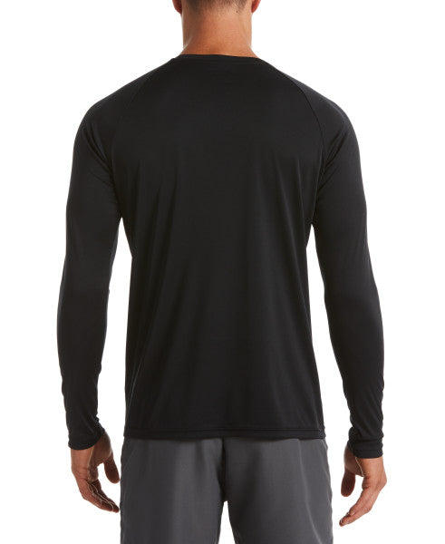 Nike Swim Men's Solid Long-Sleeve Hydroguard Swim Shirt Black