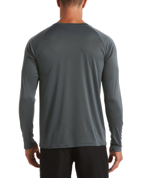 Nike Swim Men's Solid Long-Sleeve Hydroguard Swim Shirt Iron Grey