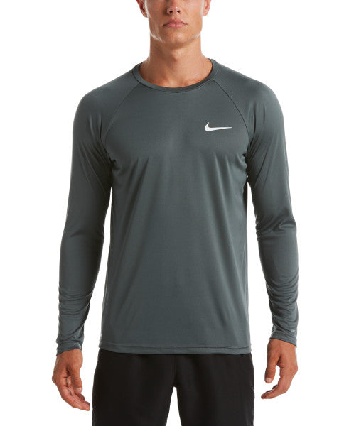 Nike Swim Men's Solid Long-Sleeve Hydroguard Swim Shirt Iron Grey