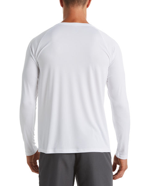 Nike Swim Men's Solid Long-Sleeve Hydroguard Swim Shirt White