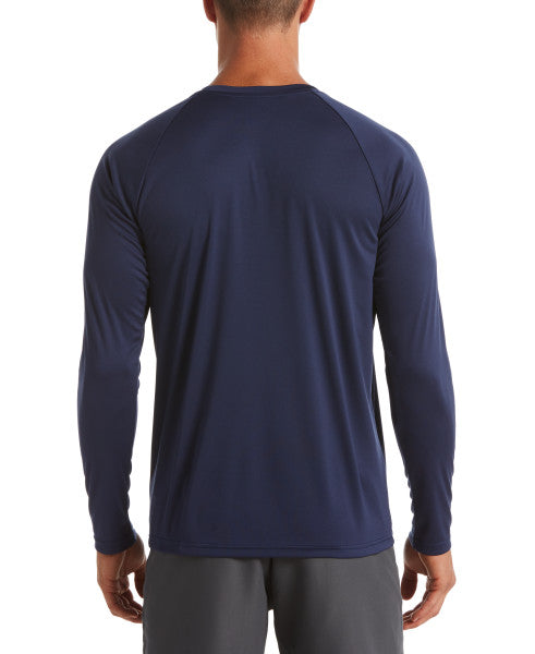 Nike Swim Men's Solid Long-Sleeve Hydroguard Swim Shirt Midnight Navy