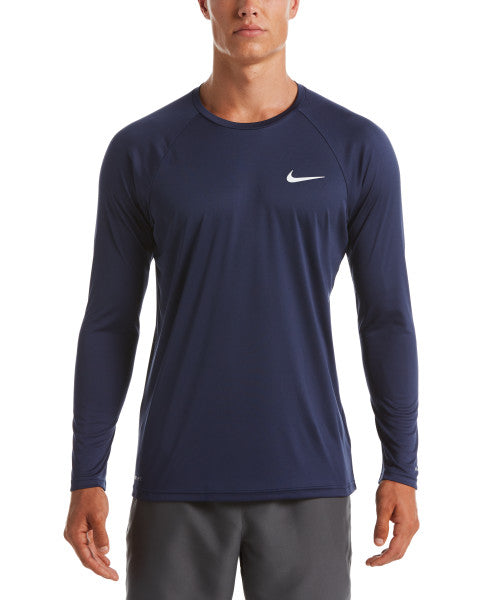 Nike Swim Men's Solid Long-Sleeve Hydroguard Swim Shirt Midnight Navy