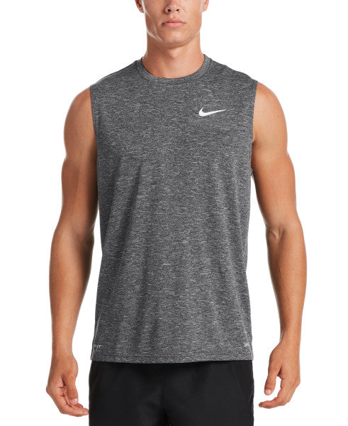 Nike Swim Men's Heather Sleeveless Hydroguard Swim Shirt Black