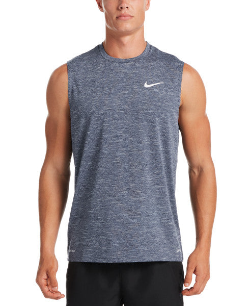 Nike Swim Men's Heather Sleeveless Hydroguard Swim Shirt Midnight Navy