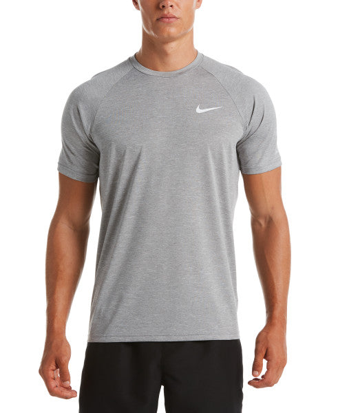 Nike Swim Men's Heather Short-Sleeve Hydroguard Particle Grey