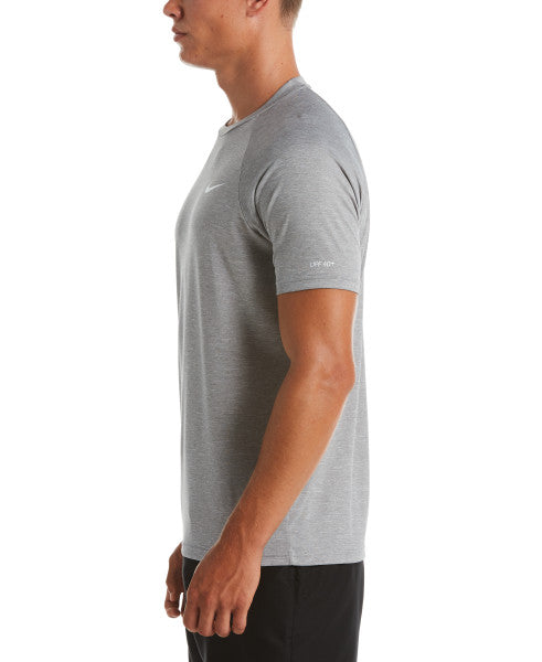 Nike Swim Men's Heather Short-Sleeve Hydroguard Particle Grey