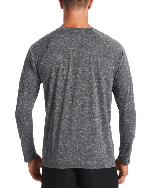 Nike Swim Men's Heather Long-Sleeve Hydroguard Swim Shirt Black