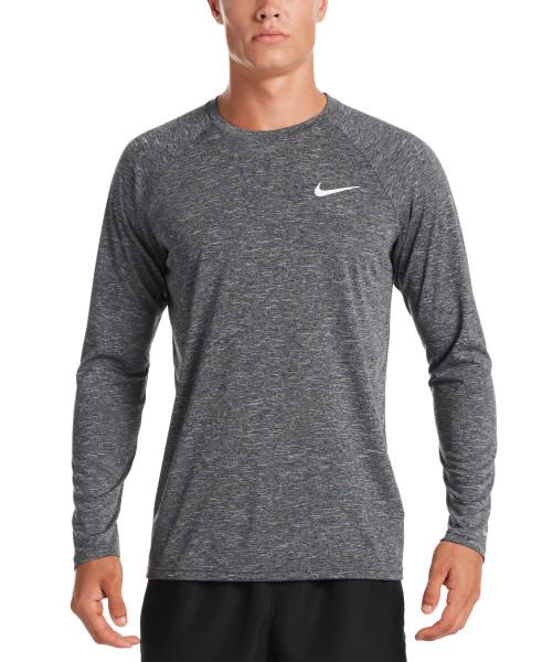 Nike Swim Men's Heather Long-Sleeve Hydroguard Swim Shirt Black