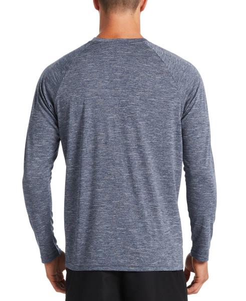 Nike Swim Men's Heather Long-Sleeve Hydroguard Swim Shirt Midnight Navy