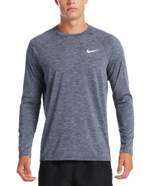 Nike Swim Men's Heather Long-Sleeve Hydroguard Swim Shirt Midnight Navy