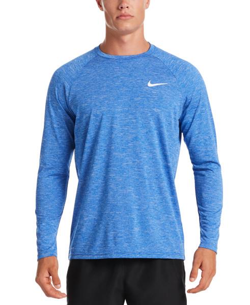 Nike Swim Men's Heather Long-Sleeve Hydroguard Swim Shirt Game Royal