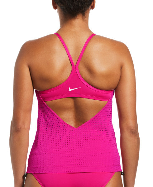 Nike Swim Women's Essential Layered Tankini Top Pink Prime